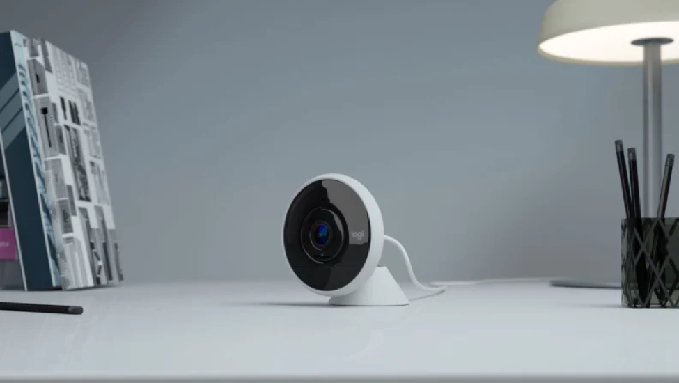 An indoor security camera with audio availability: